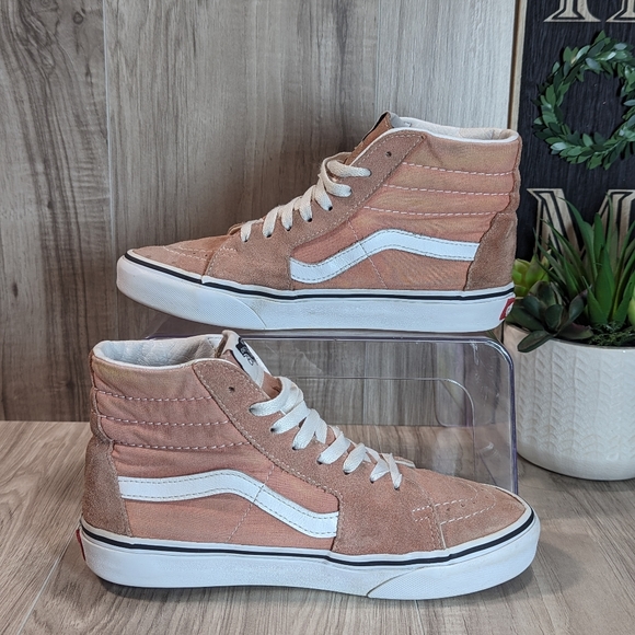 Women's Vans Old Skool Pink Suede & Canvas High Top Sneakers Size 6.5 - Picture 4 of 15